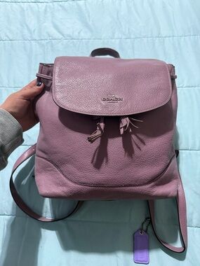 Coach Lavender Pebbled Leather Backpack